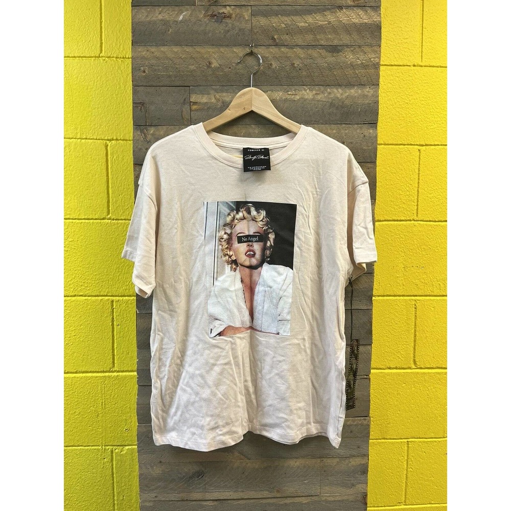 Marilyn Monroe T-Shirt Casual Short Sleeve Pullover Mens Medium Pink No Angel